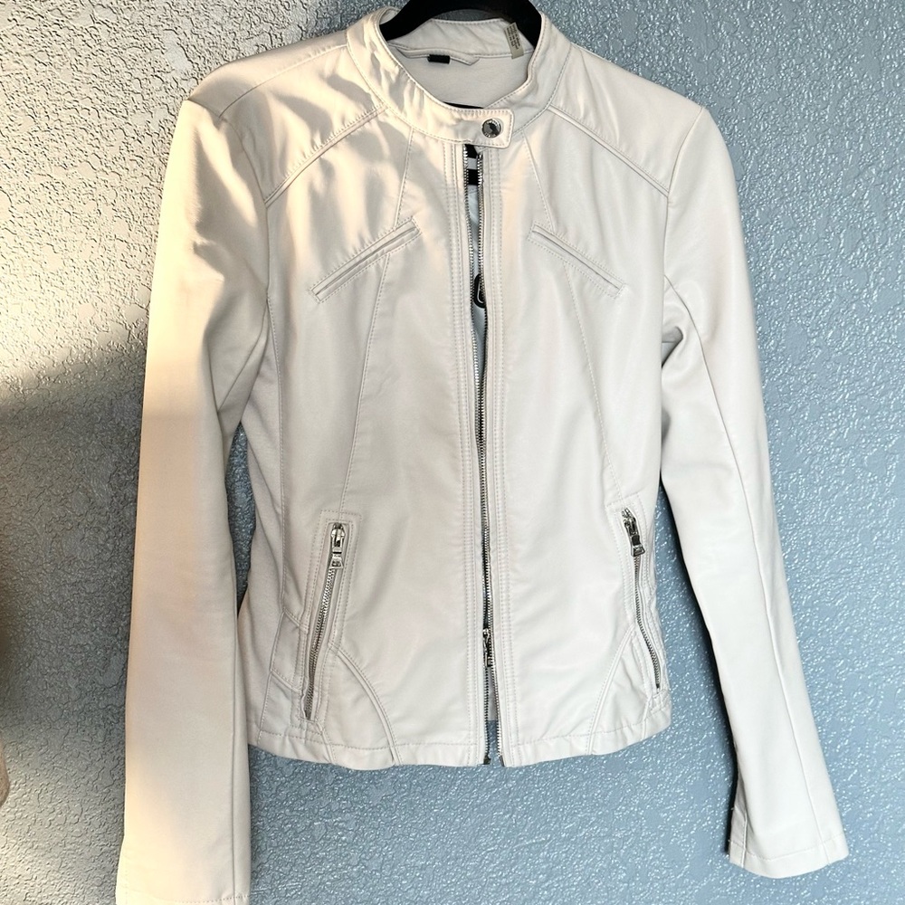 Guess Women's Off-White Faux Leather Jacket